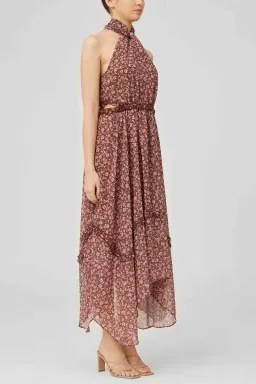 Keepsake Illustrate Midi Dress Chocolate Ditsy Floral Print Size 12 for rent on The Volte - image 2