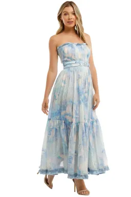 Leo and Lin Oceania Silk Linen Strapless Dress Print Size 10 for rent on The Volte - image 1