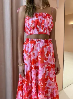 Steele Layla Crop And Flora Skirt Set In Camellia Print Size S for rent on The Volte - image 2