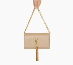 Saint Laurent Kate Nude Textured Leather with Gold Tassel Beige for rent on The Volte - image 4