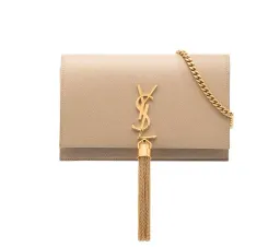 Saint Laurent Kate Nude Textured Leather with Gold Tassel Beige for rent on The Volte - image 2