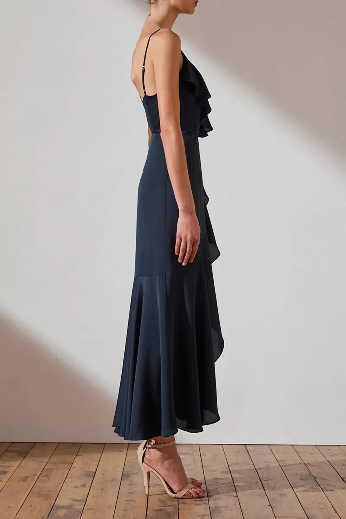 Shona Joy Luxe Bias Asymmetrical Slip Dress Navy Size 6 - Image 2