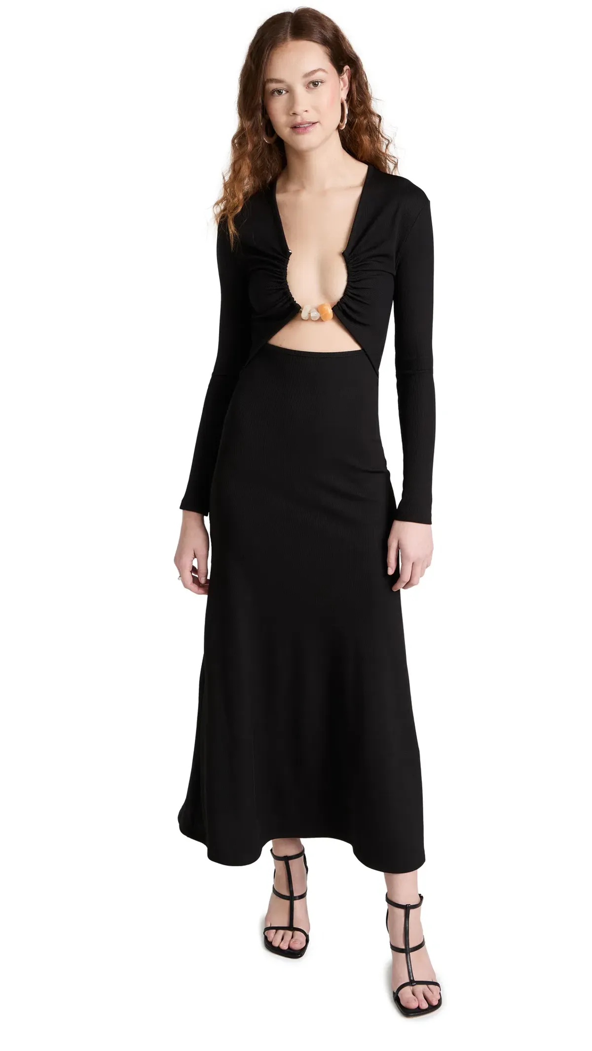 Christopher Esber Split Quarts Ruched Long Sleeve Dress Black Size 8 - Image 1
