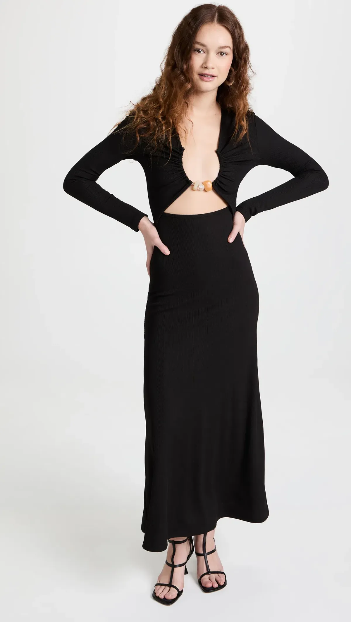 Christopher Esber Split Quarts Ruched Long Sleeve Dress Black Size 8 - Image 4