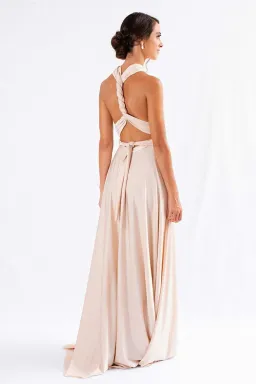 Model Chic Luxe Satin Multi-Way Infinity Dress Nude Size 10 for rent on The Volte - image 3