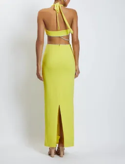 Meshki Nicha Diamante Cut Out Midi Dress Yellow Size 10 for rent on The Volte - image 3
