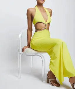 Meshki Nicha Diamante Cut Out Midi Dress Yellow Size 10 for rent on The Volte - image 2