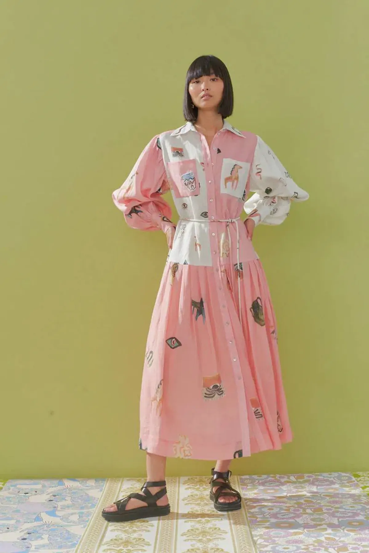 Alemais Cleo Patchwork Shirtdress in Pink Print Size 8 - Image 1