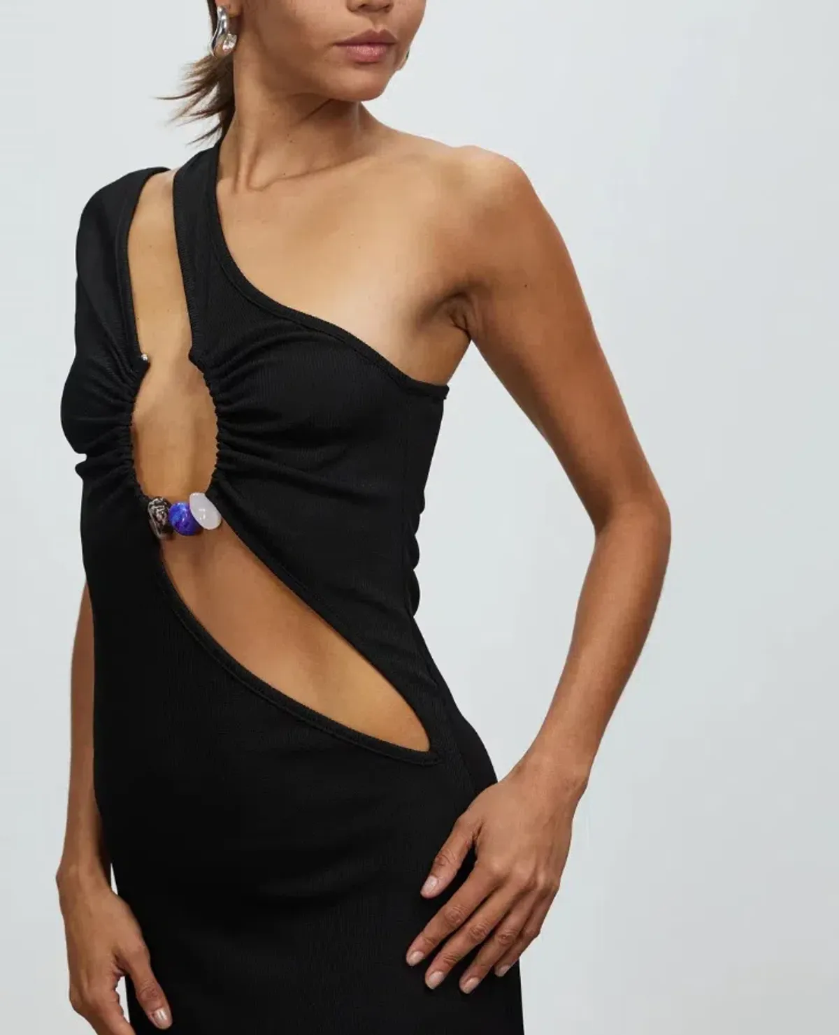 Christopher Esber Quartz Split Ruched Tank Dress Black Size 8 - Image 4