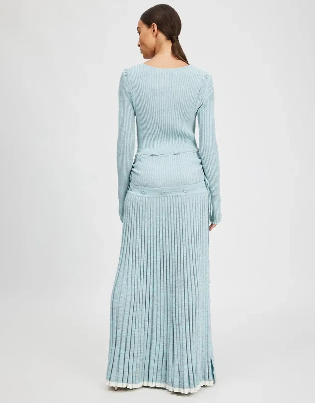 Christopher Esber Deconstruct Long Sleeve Knit Dress Ice Blue Size 8 - Image 3