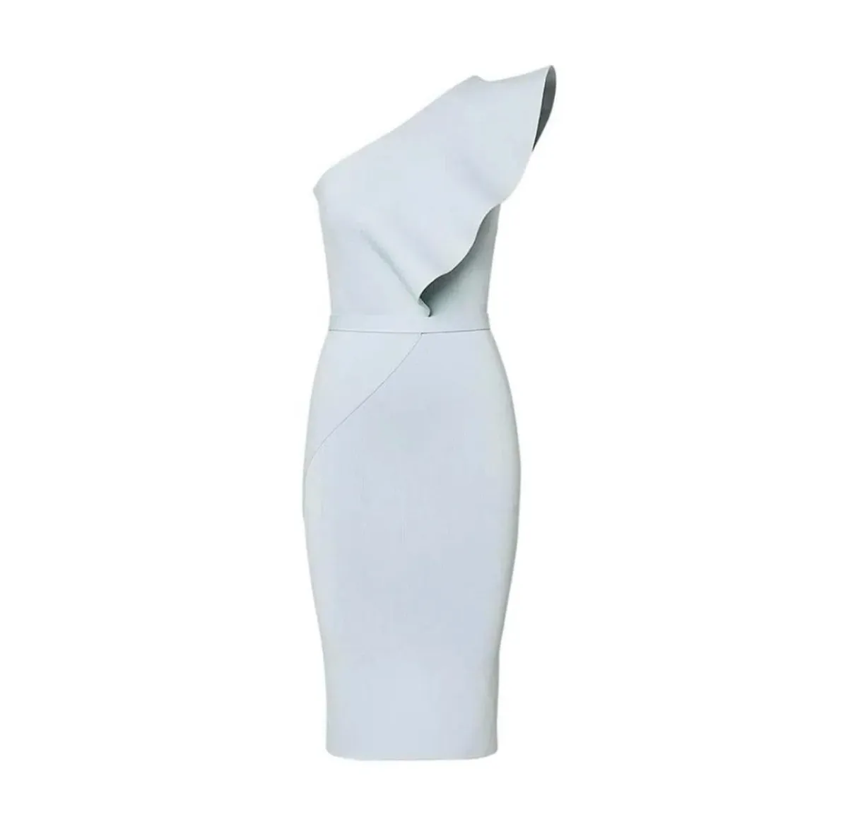 Scanlan Crepe Knit Ruffle Dress Argento Size M / Au 10 - Image 3