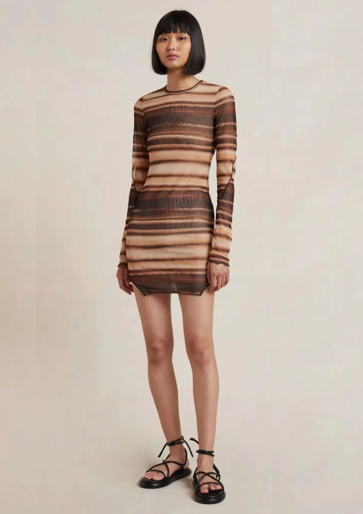 Bec & Bridge Watercolour Long Sleeve Mini Dress Print Size 8 - Image 1