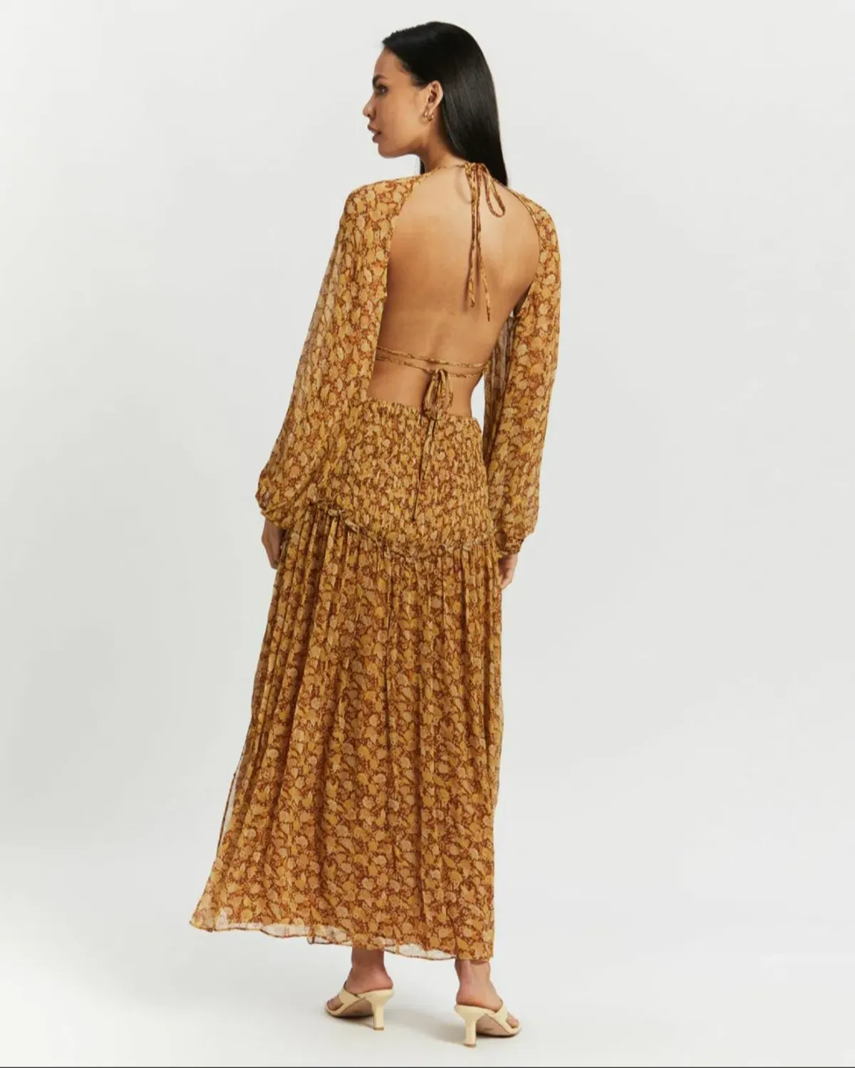 Shona Joy Sunset Cut Out Backless Midi Dress Print Size 10 - Image 3