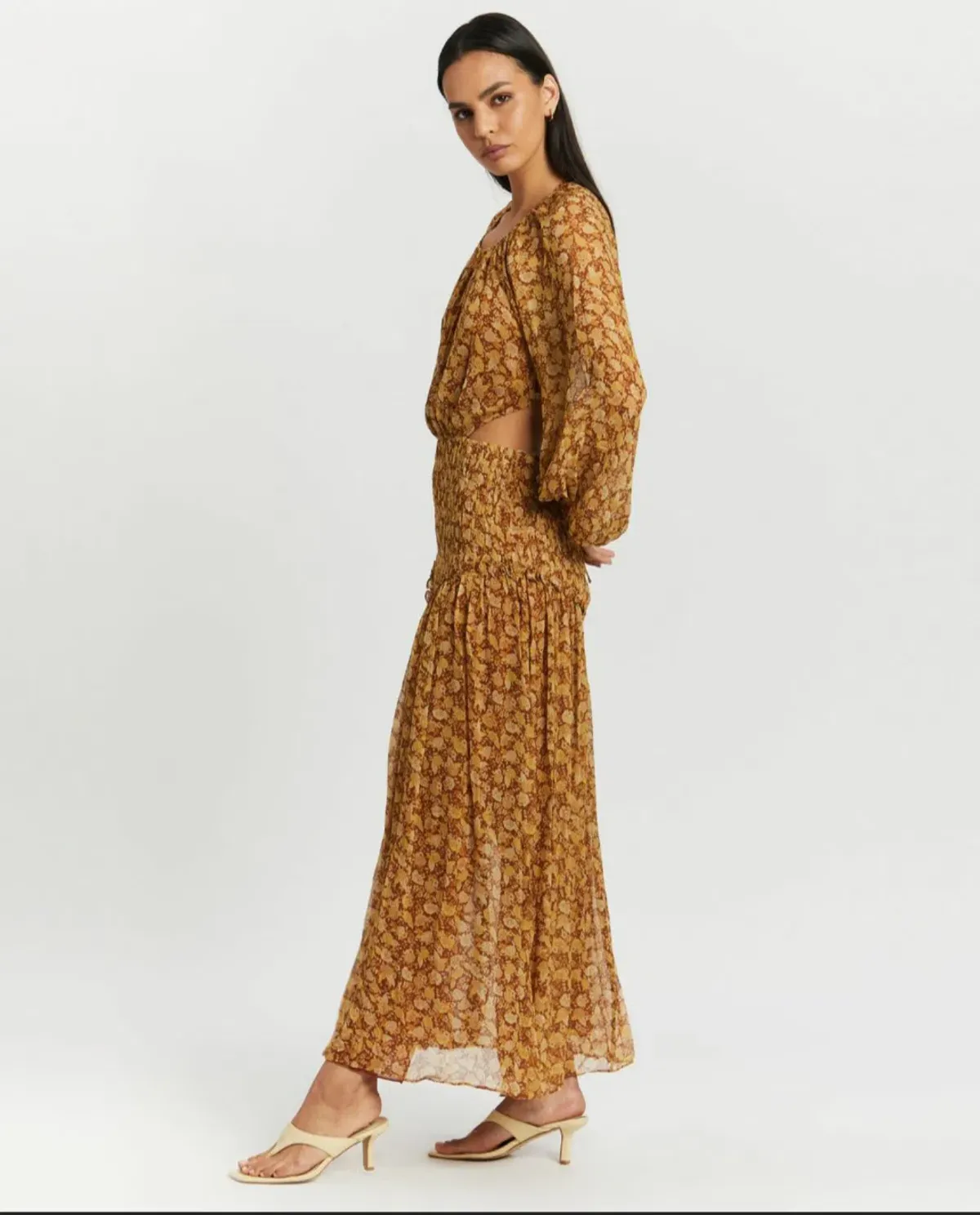 Shona Joy Sunset Cut Out Backless Midi Dress Print Size 10 - Image 1