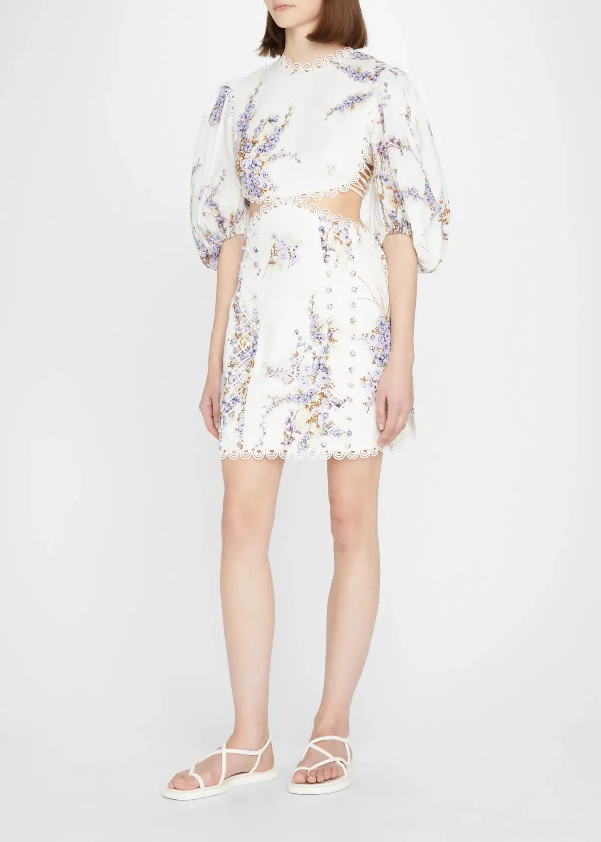Zimmermann Jude Cut Out Mini Dress Print Size 8 - Image 3