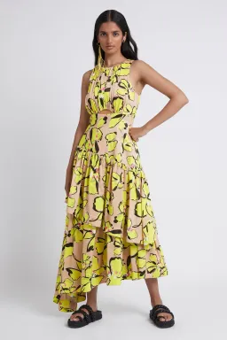 Aje Pelicano Tiered Dress Print Size 6   for rent on The Volte - image 1
