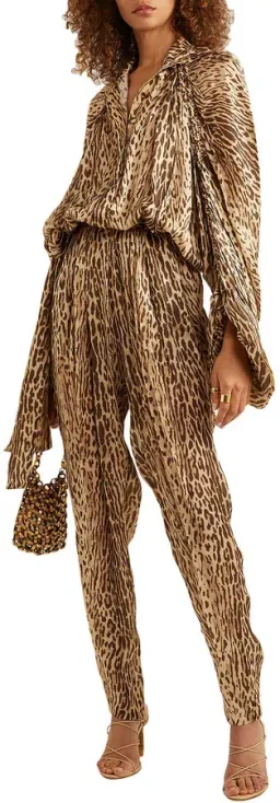 Zimmermann Espionage Tie Neck Leopard Jumpsuit Animal Print Size 0 / AU 8 for rent on The Volte - image 3