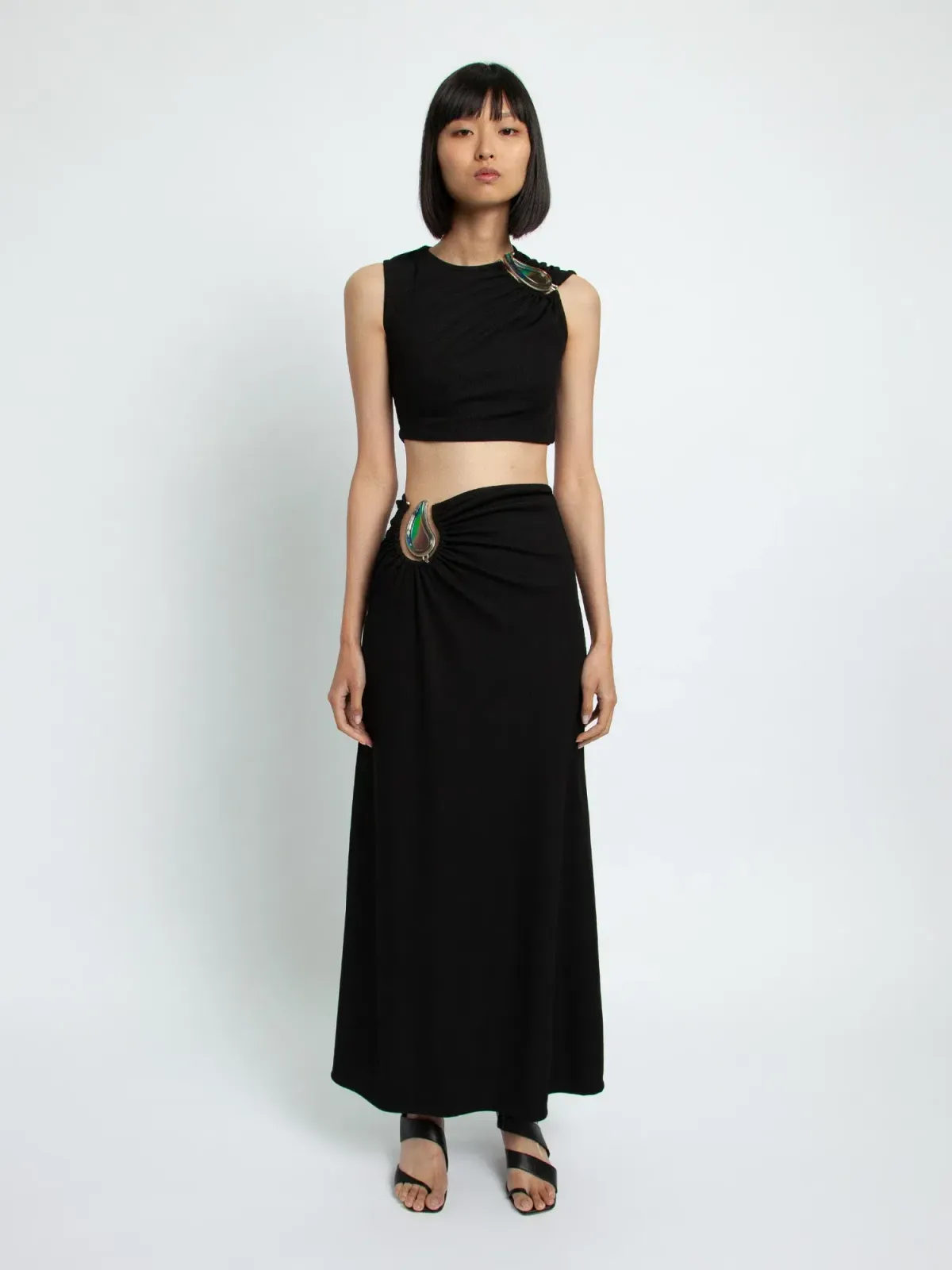 Christopher Esber Moodstone Crop Tank and Skirt Set Black Size 6 - Image 1