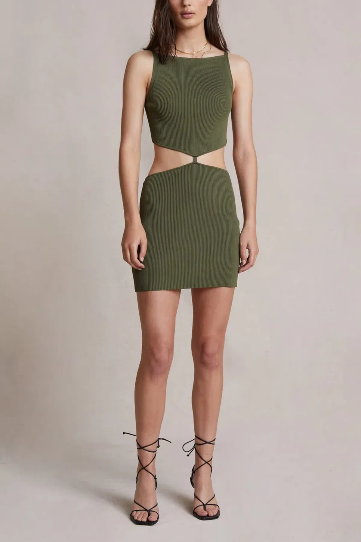 Bec & Bridge Mason Knit Mini Dress Olive Size 8 - Image 2