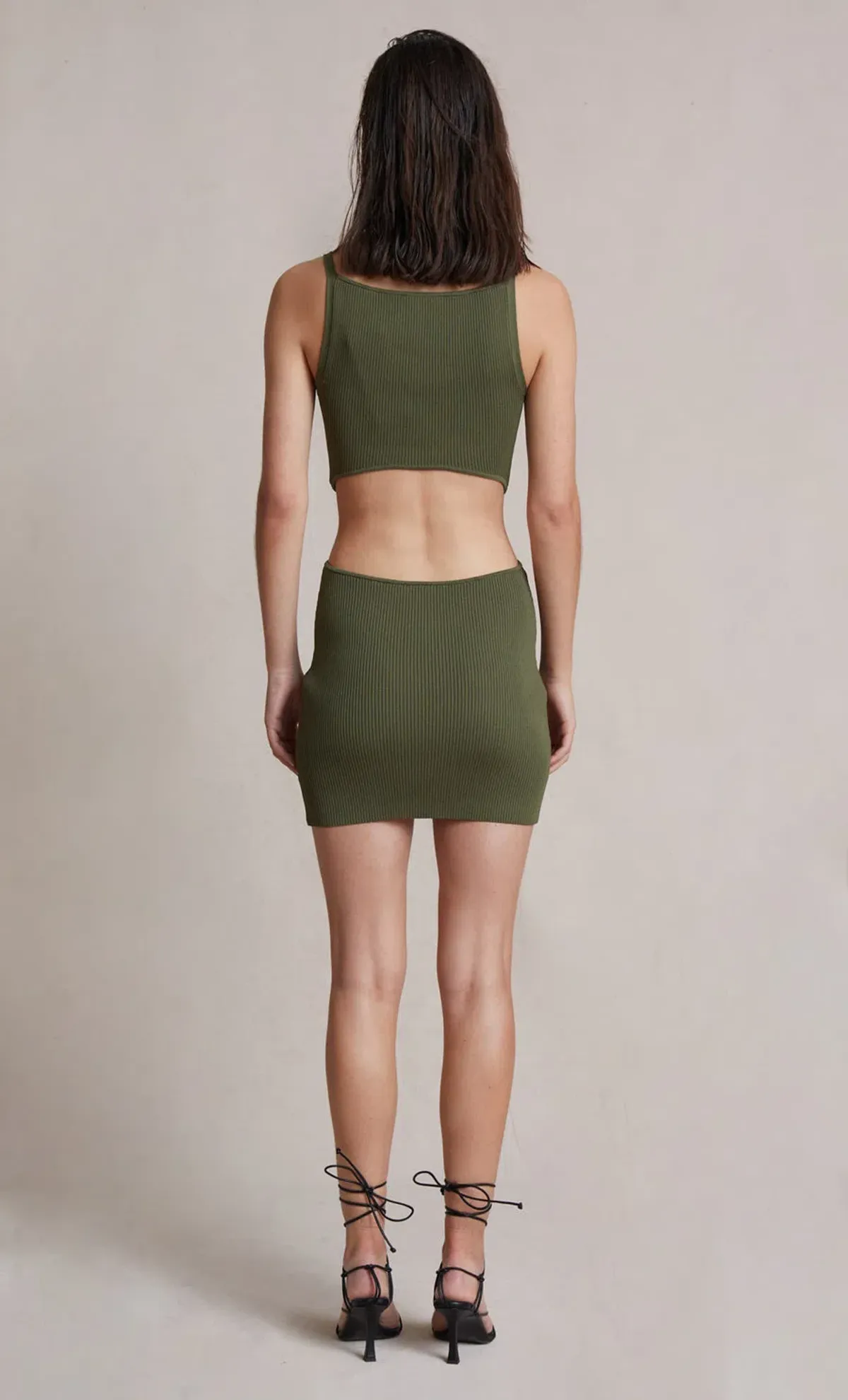 Bec & Bridge Mason Knit Mini Dress Olive Size 8 - Image 4