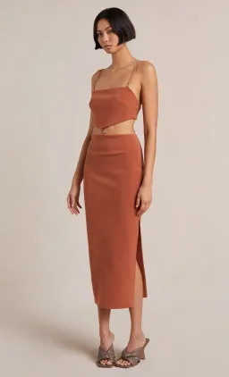 Bec & Bridge Alba Cut Out Midi Dress Terracotta  Size 6  for rent on The Volte - image 2
