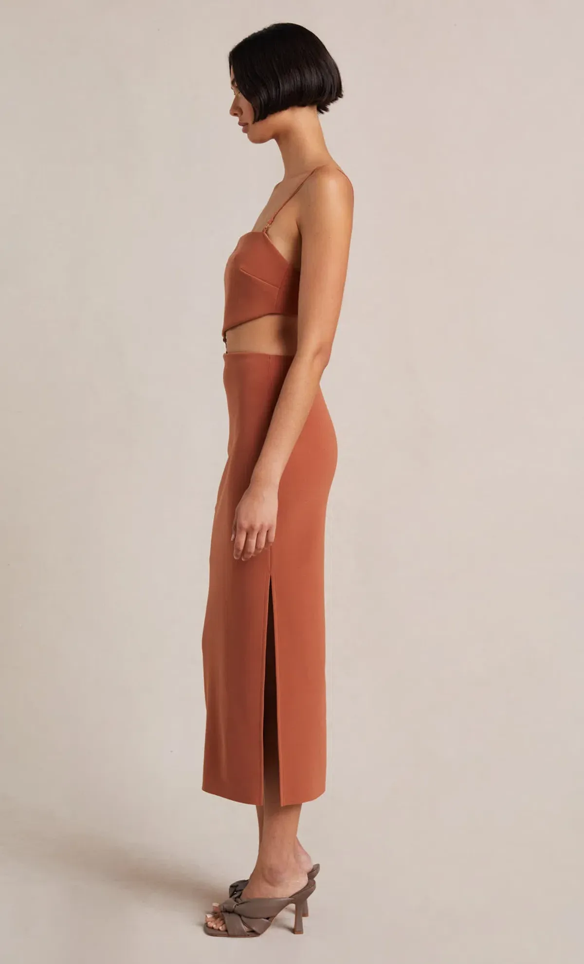 Bec & Bridge Alba Cut Out Midi Dress Terracotta Size 10 - Image 3