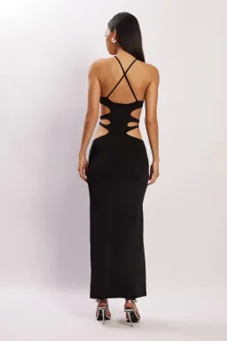 Meshki Eden Halter Strappy Cutout Maxi Dress Black Size S for rent on The Volte - image 2