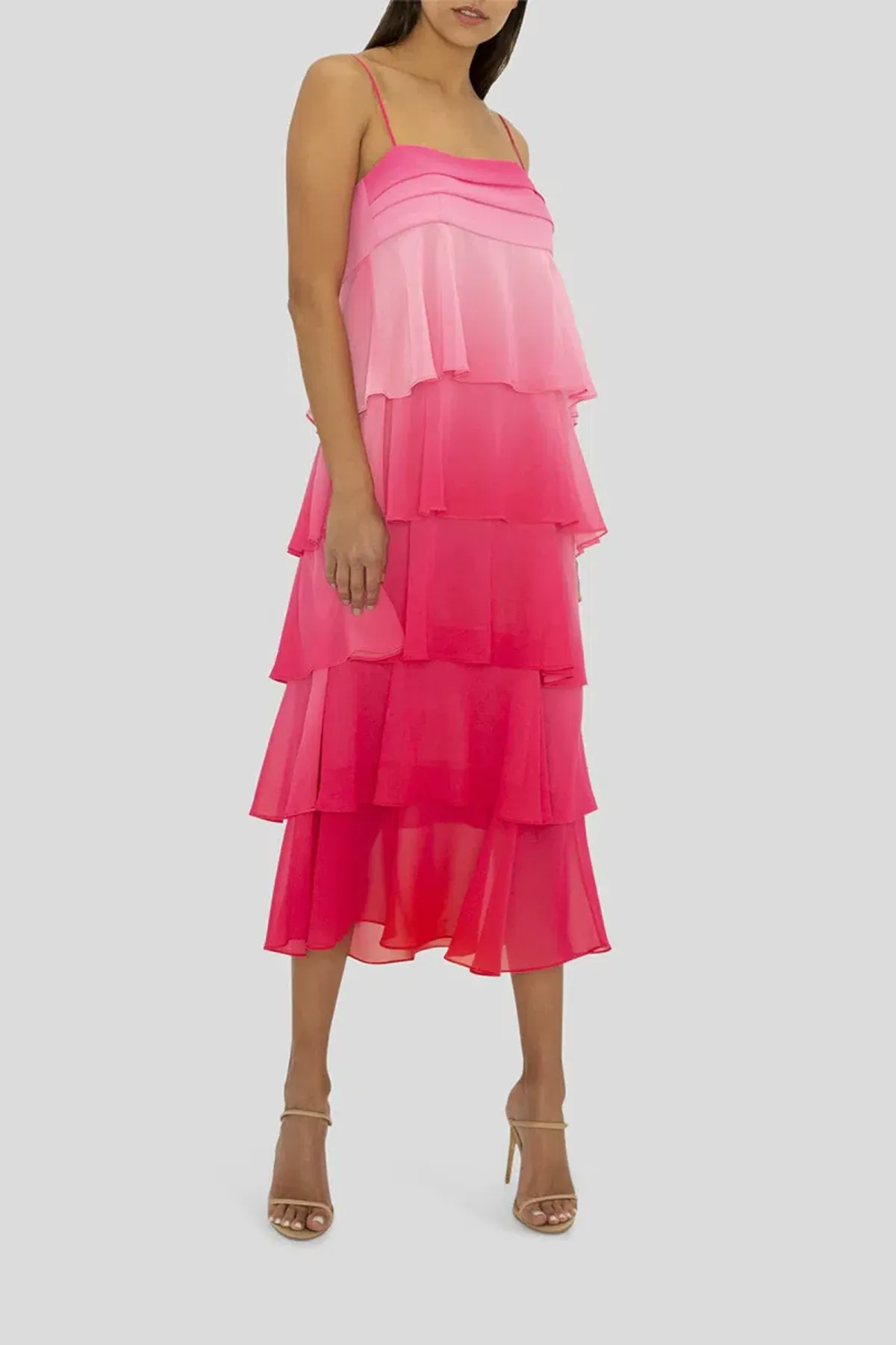 Carla Zampatti Cloud Nine Dress Passion Pink Ombre Size 4 - Image 1