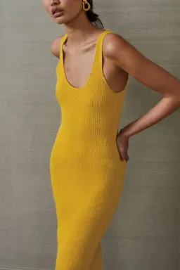 Bec & Bridge Bowie Sleeveless Knit Midi Dress Yellow Size 8 for rent on The Volte - image 3
