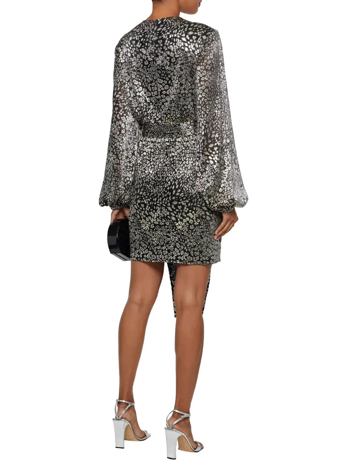 Rebecca Vallance Vienna Metallic Mesh Mini Dress Leopard Print Size 10 - Image 3