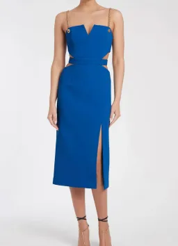 Rebecca Vallance Iman Cut Out Midi Dress Blue Size 6 for rent on The Volte - image 1