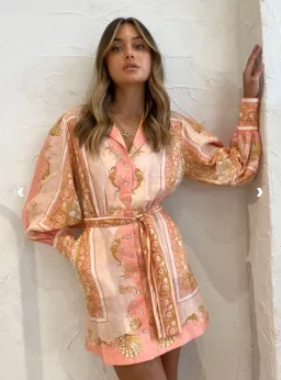 Alemais Ursula Mini Shirtdress Pink/Print Size 6 for rent on The Volte - image 3