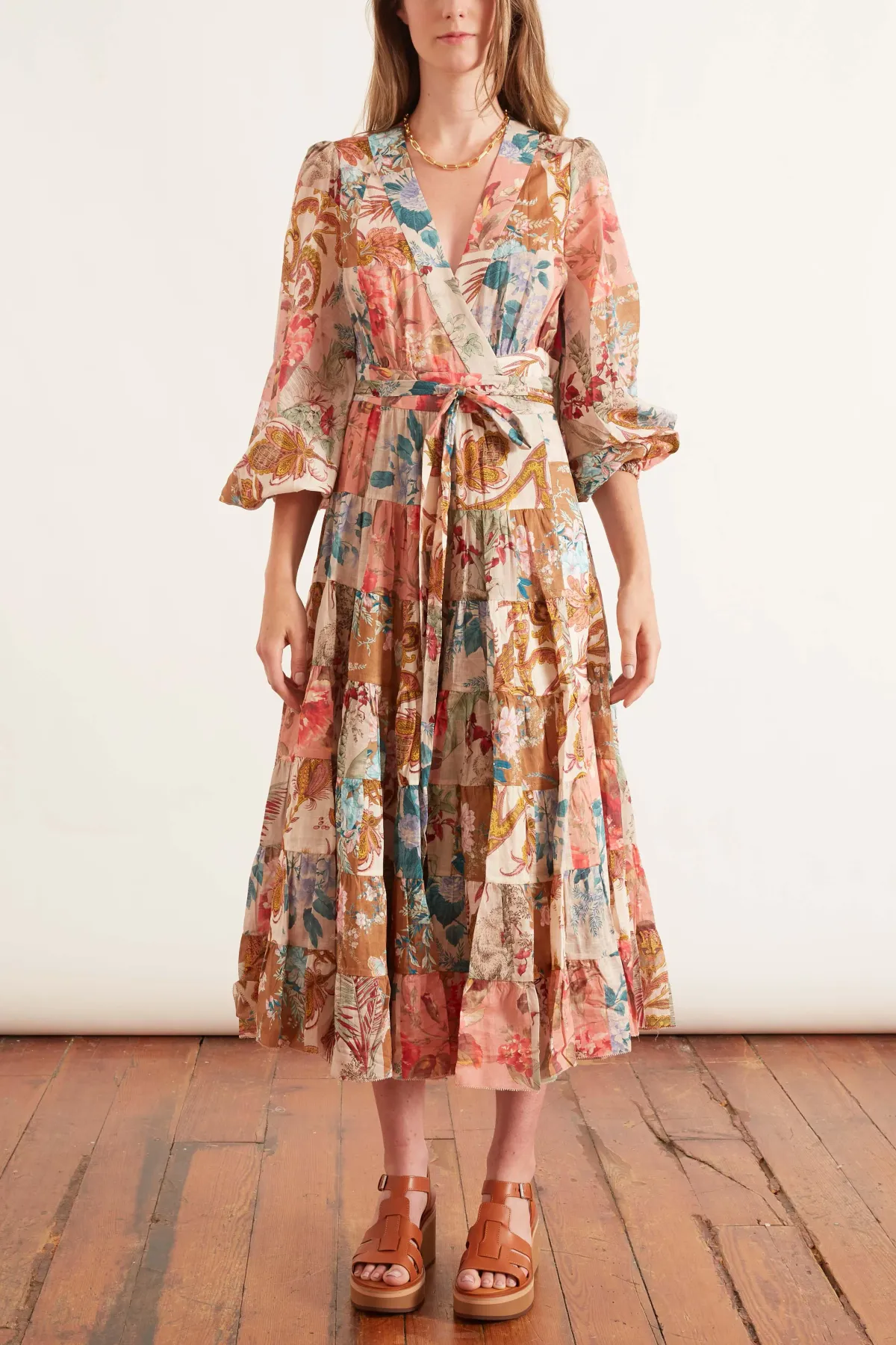 Zimmermann Cassia Patch Wrap Midi Dress Print Size 10 - Image 1