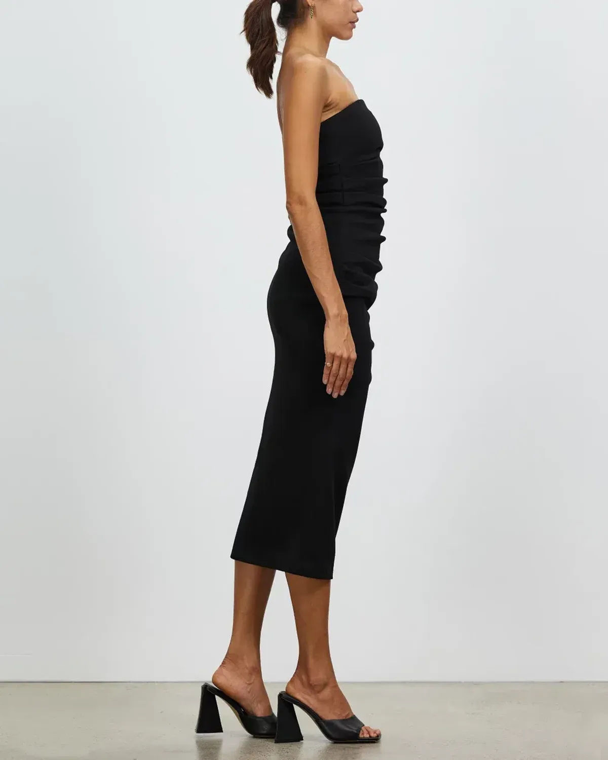 Misha Calandra Bonded Crepe Midi Dress Black Size 6 - Image 5