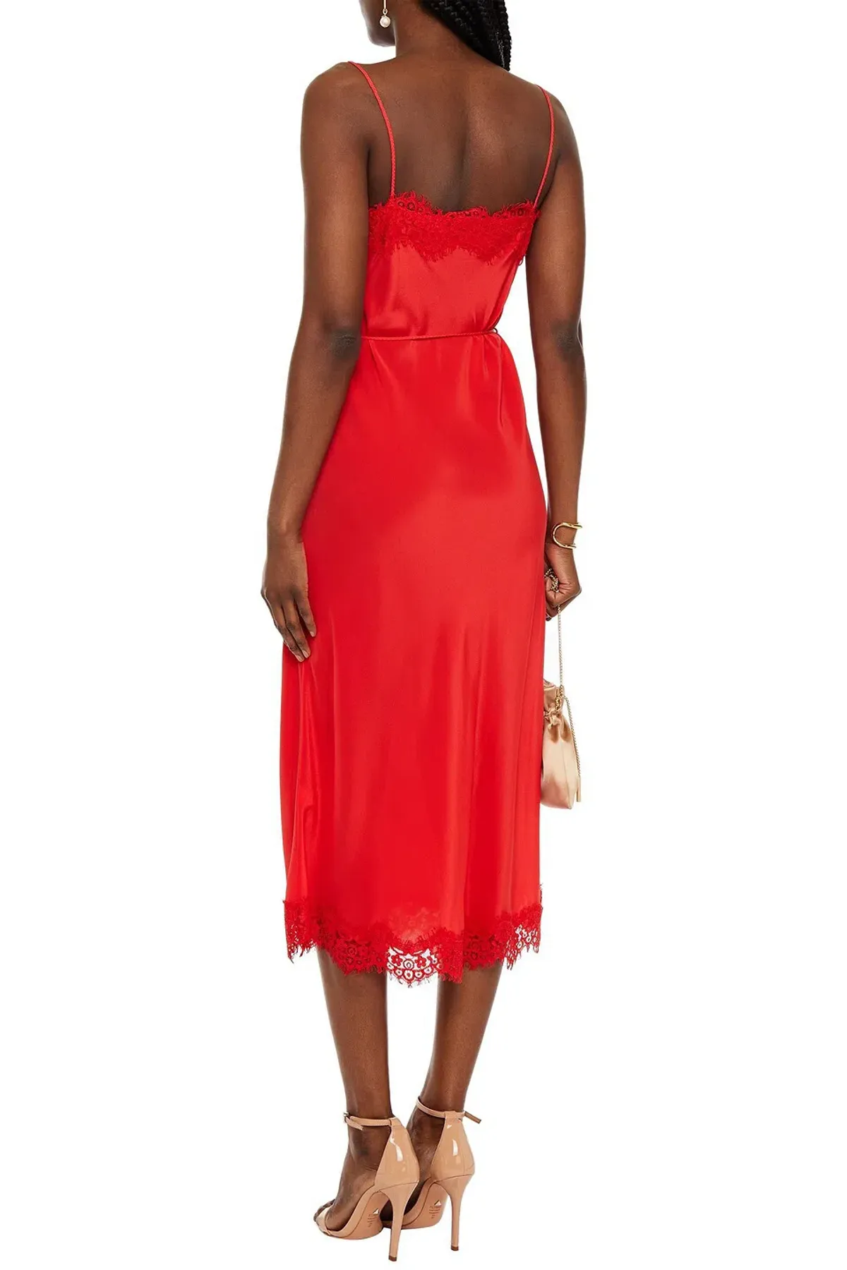 Zimmermann Crepe de Chine Lace Slip Midi Dress Tomato Red Size 0 / AU 8 - Image 2