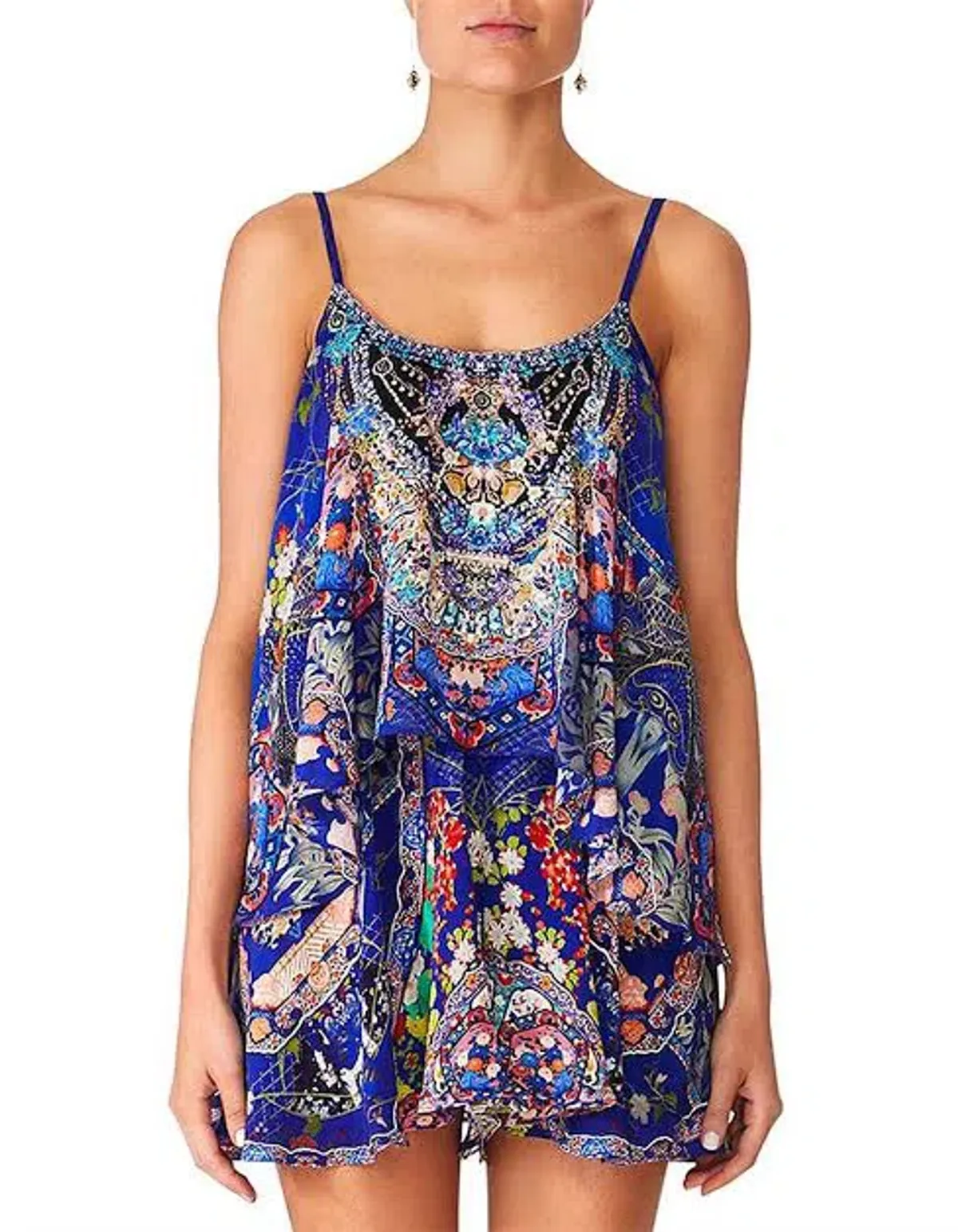 Camilla Saturn Sister Flared Playsuit With Overlay Print Size 12 - Image 2