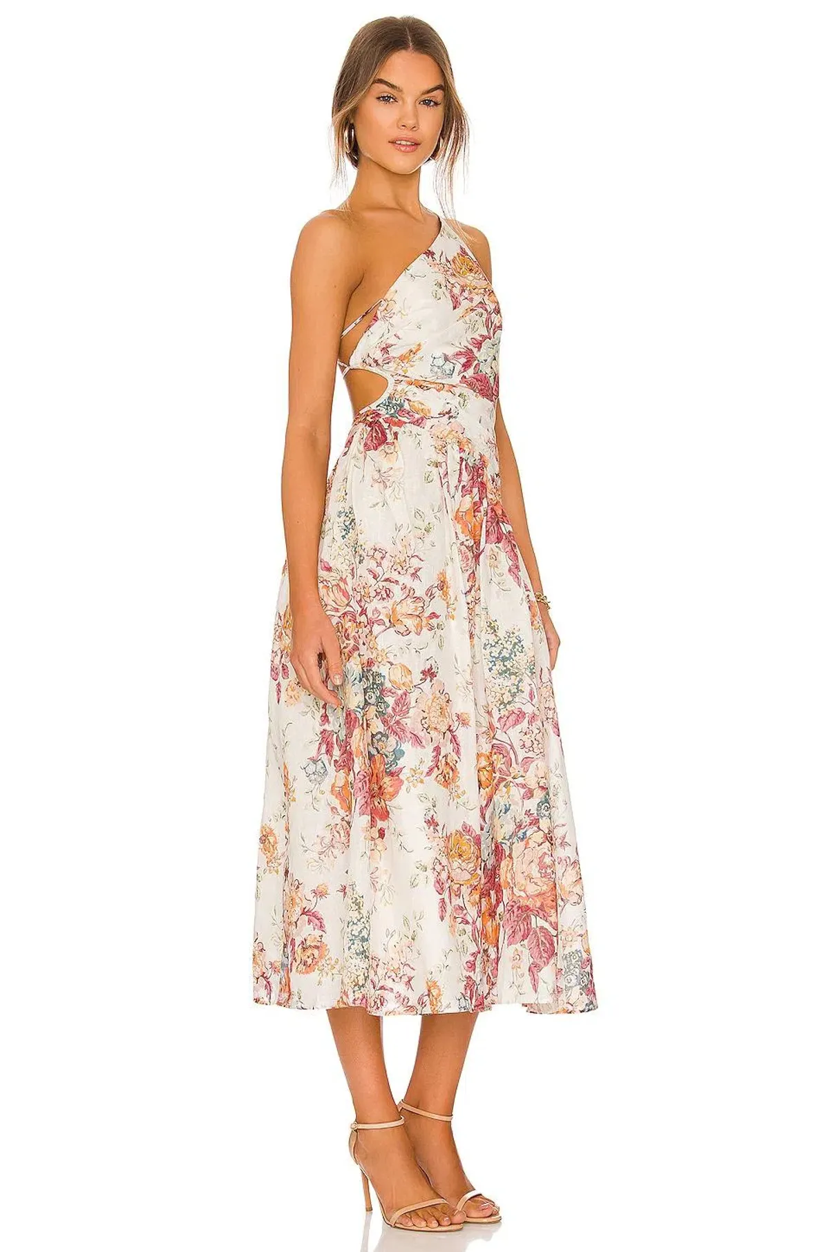 Zimmermann Pattie Asymmetric Dress Cream Floral Print Size 0P/Au 6 - Image 2