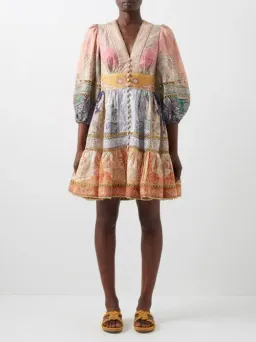 Zimmermann Anneke Lantern Mini Dress Print Size 0 /Au 8 for rent on The Volte - image 1