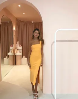 Bec & Bridge Ariel Midi Dress in Mango Orange Size 12 for rent on The Volte - image 5