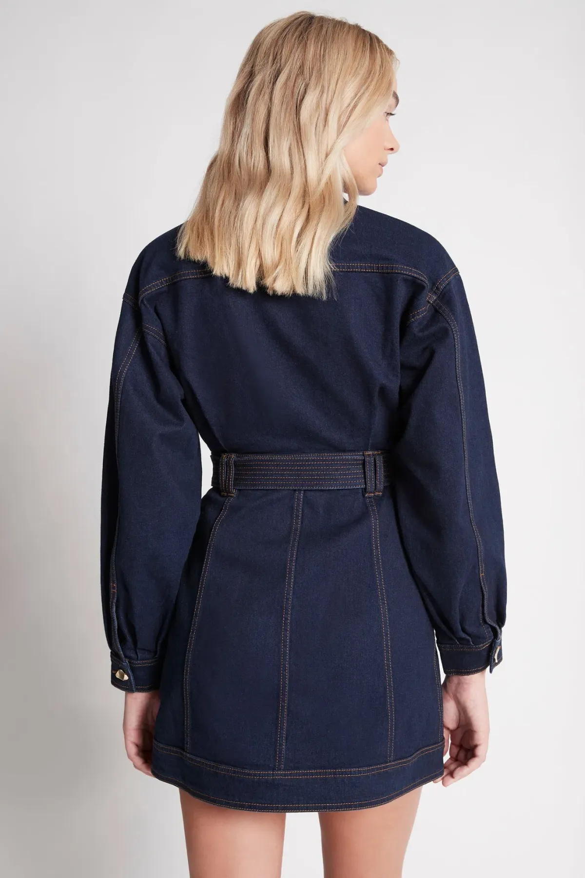 Aje Philia Belted Denim Mini Dress Blue Size 6 - Image 3