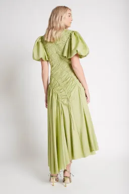 Aje Siren Drawstring Midi Dress Green Size 8 for rent on The Volte - image 4