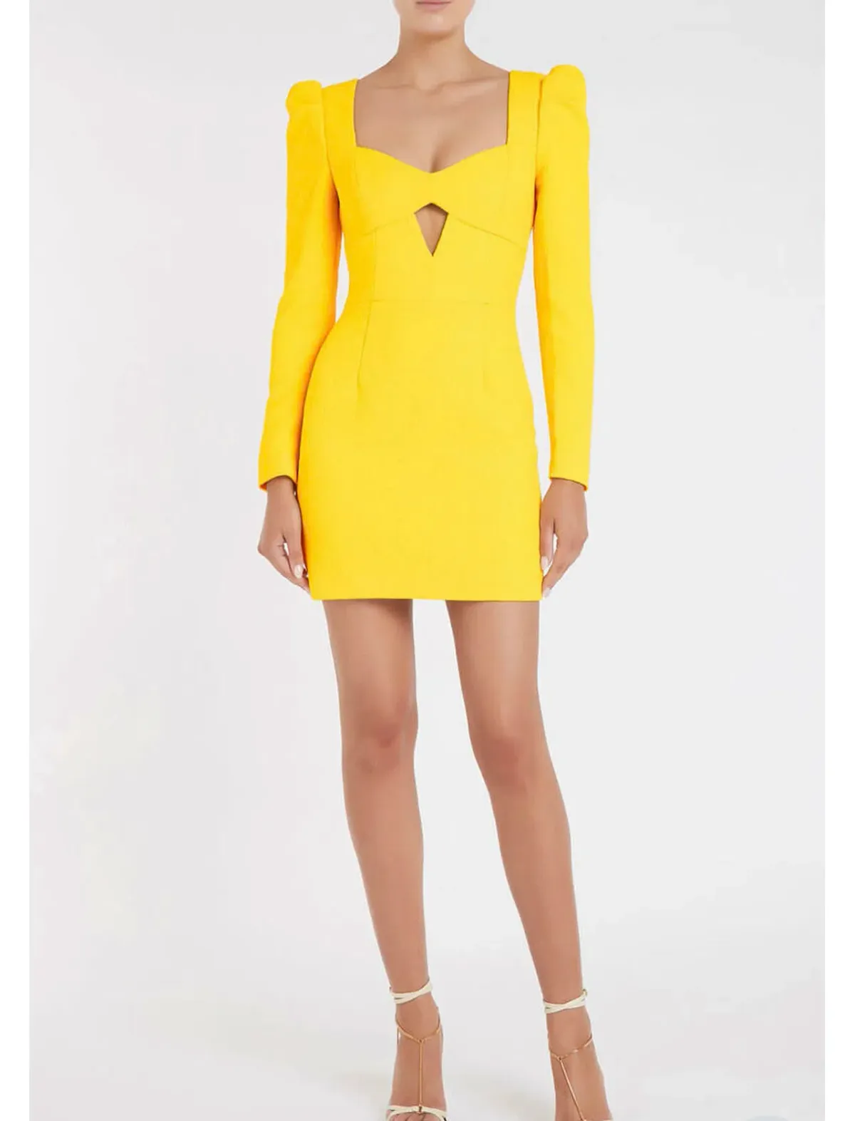 Rebecca Vallance Jaclyn Long Sleeve Mini Dress Yellow Size 12 - Image 1