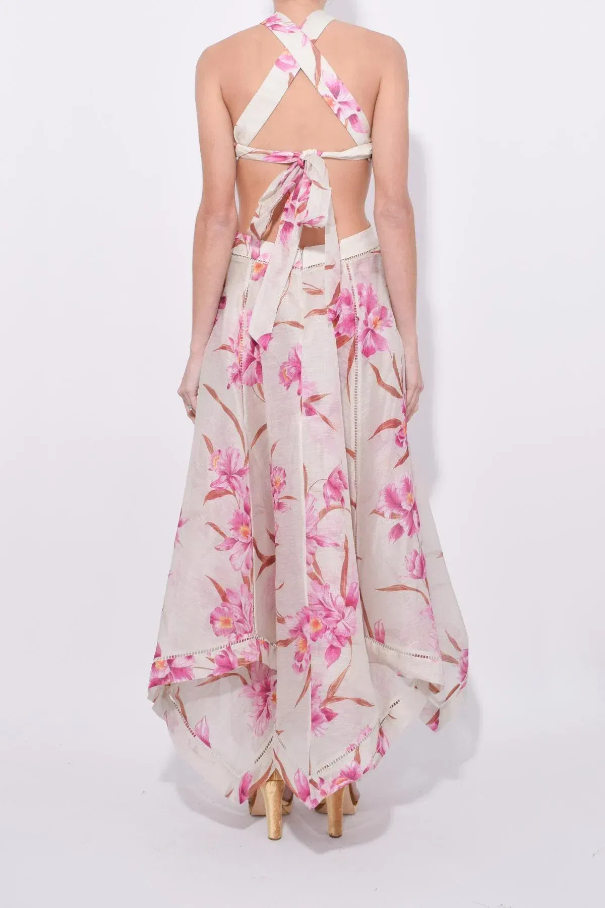 Zimmerman Corsage Halter Dress in Fuschia Orchid Print Size 0 - Image 4