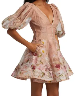 Zimmermann Dancer Puff Sleeve Mini in Blush Garden Floral Print Size 1 / Au 10 for rent on The Volte - image 3