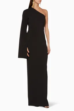 Solace London Ysabel One Shoulder Black Maxi Dress Size 2 for rent on The Volte - image 1