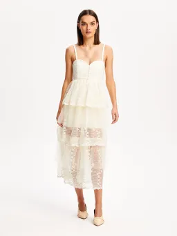 Alice McCall Creme Moonstruck Midi Dress Cream Size 12 for rent on The Volte - image 3