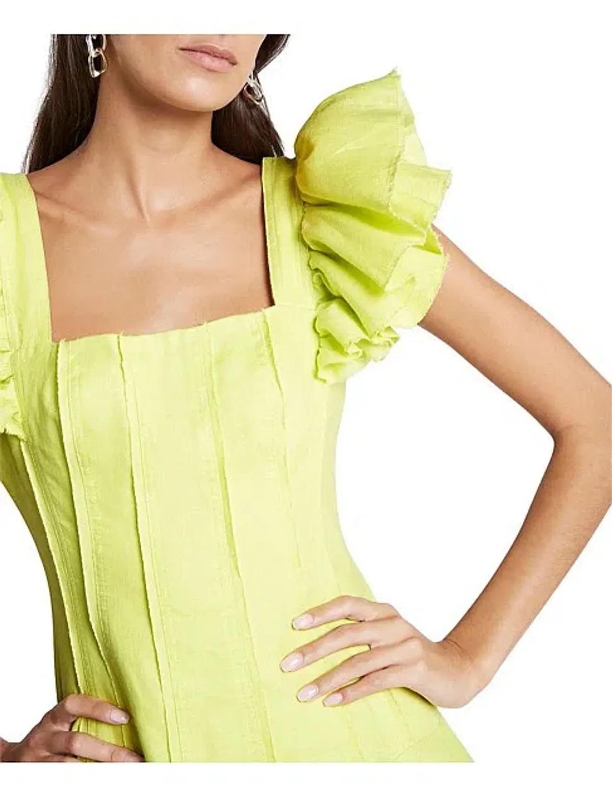 Aje Breathless Frill Sleeve Mini Dress Green Size 6 - Image 3