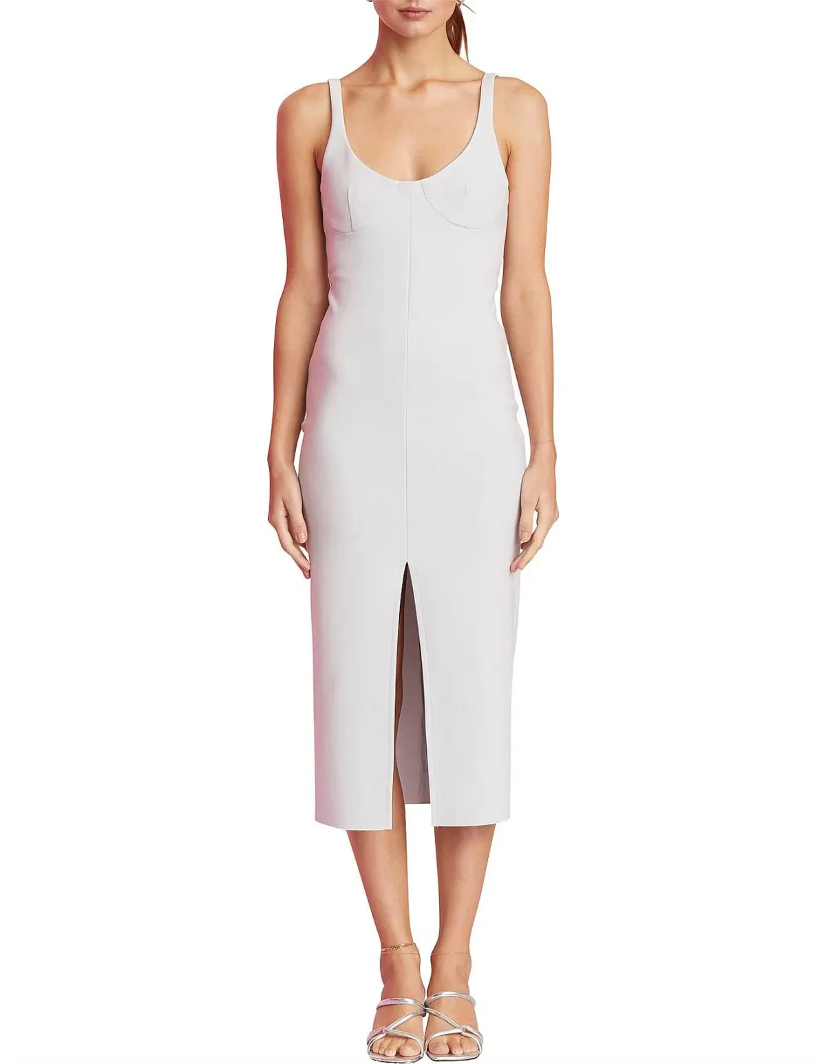 Bec & Bridge Amelie Cup Midi Dress in Pale Grey Size 10 - Image 1