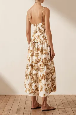 Shona Joy Bella Linen Corded Tiered Midi Dress Print Size 10 for rent on The Volte - image 2