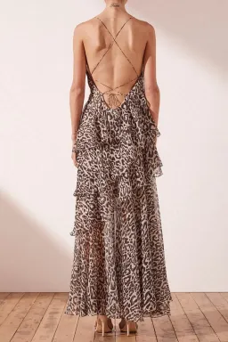 Shona Joy Mariposa Cross Back Maxi Dress Leopard Print Size 10 for rent on The Volte - image 3